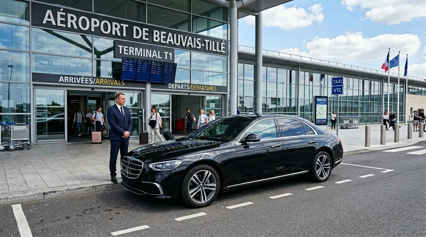 Route autoroute A16 vers Beauvais — transfert chauffeur privé Paris Dahab